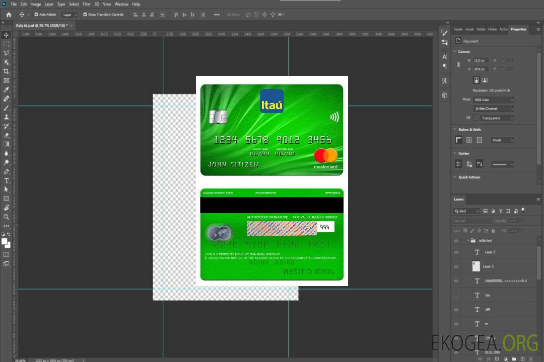 Carte Mastercard de la banque Uruguay Itau template Carte Mastercard de la banque Uruguay Itau template